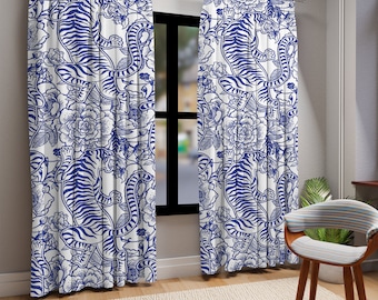 シルクカーテン シノワズリ フランス製 2枚 シルクカーテン シノワズリ フランス製 2枚