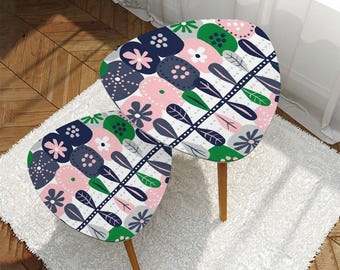 Scandinavian Nesting Tables: Mid Century Modern Floral Coffee Table Set