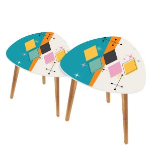 Retro Atomic Starburst Geometric Mid Century Modern Nesting Tables