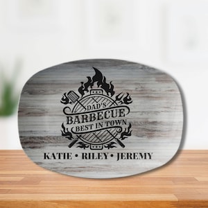 Barbecue Grilling Platter Personalized For Father&#39;s Day, Custom Gift For Dad&#39;s Birthday, Anniversary, Daddy&#39;s Grilling Plate, Grilling Trays