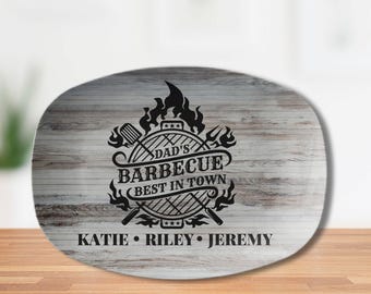 Barbecue Grilling Platter Personalized For Father's Day, Custom Gift For Dad's Birthday, Anniversary, Daddy's Grilling Plate, Grilling Trays