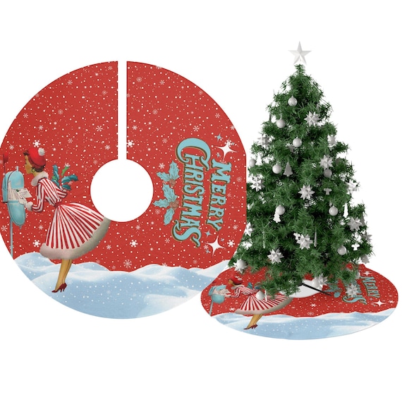 Retro 50s Kitsch Christmas Tree Skirt, Mid Century Modern Holiday