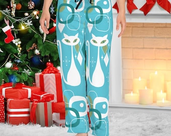Pantalones de pijama para mujer de Atomic Cat, ropa de estar por casa moderna de mediados de siglo, pantalones de estar por casa retro vintage de los años 50