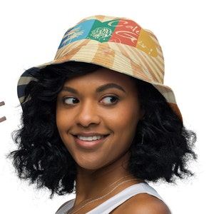 Retro Vintage Surfer Cali Girl Reversible Bucket Hat