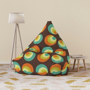 Groovy Hippie 70s Mid Mod Daisy Bean Bag Chair Cover, Retro Floral Bean Bag Cover for Teens and Adults, MCM Home Decor, Dorm Room Decor