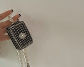 Mini Waist Bag With Pearl Strap, Rhinestone lipstick cards Belt Bag