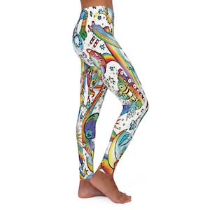 White Psychedelic Leggings, Colorful Print Leggings, Sport Leggings, Comfy Yoga Pants, Perfect for CrossFit, Workouts and Casual Wear