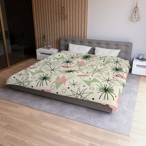 Atomic Starburst Duvet Cover - Vintage Retro Franciscan Inspired Mid Century Bedding - KM13839923
