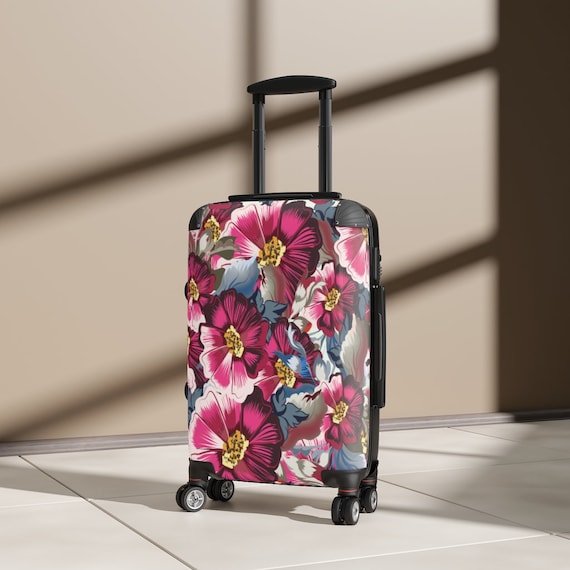 Pink floral suitcase hot sale