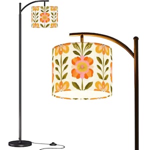Scandinavian Modern Danish Floral Arc Floor Lamp, Mid Century Retro Light