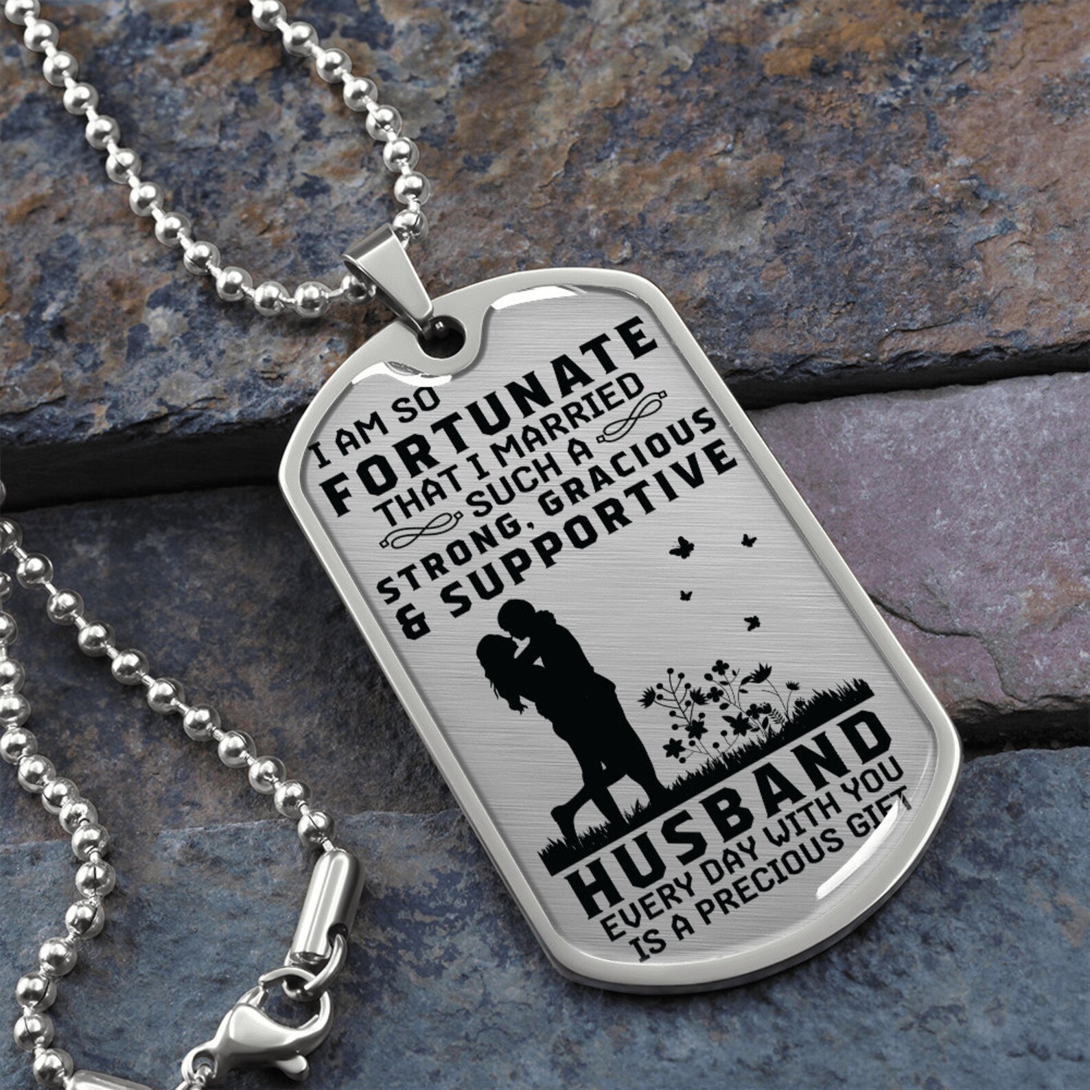 Personalized Engraved Dog Tag Men's Necklace Father's Etsy