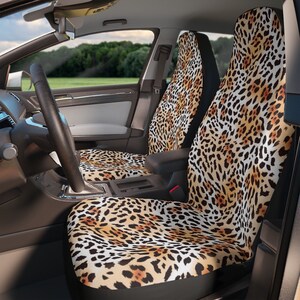 Animal Print Car Seat Covers, Custom 2 Front Car Seat Covers, Vehicle Accessory For Women, Seat Protector, Animal Faux Fur Seat Cover