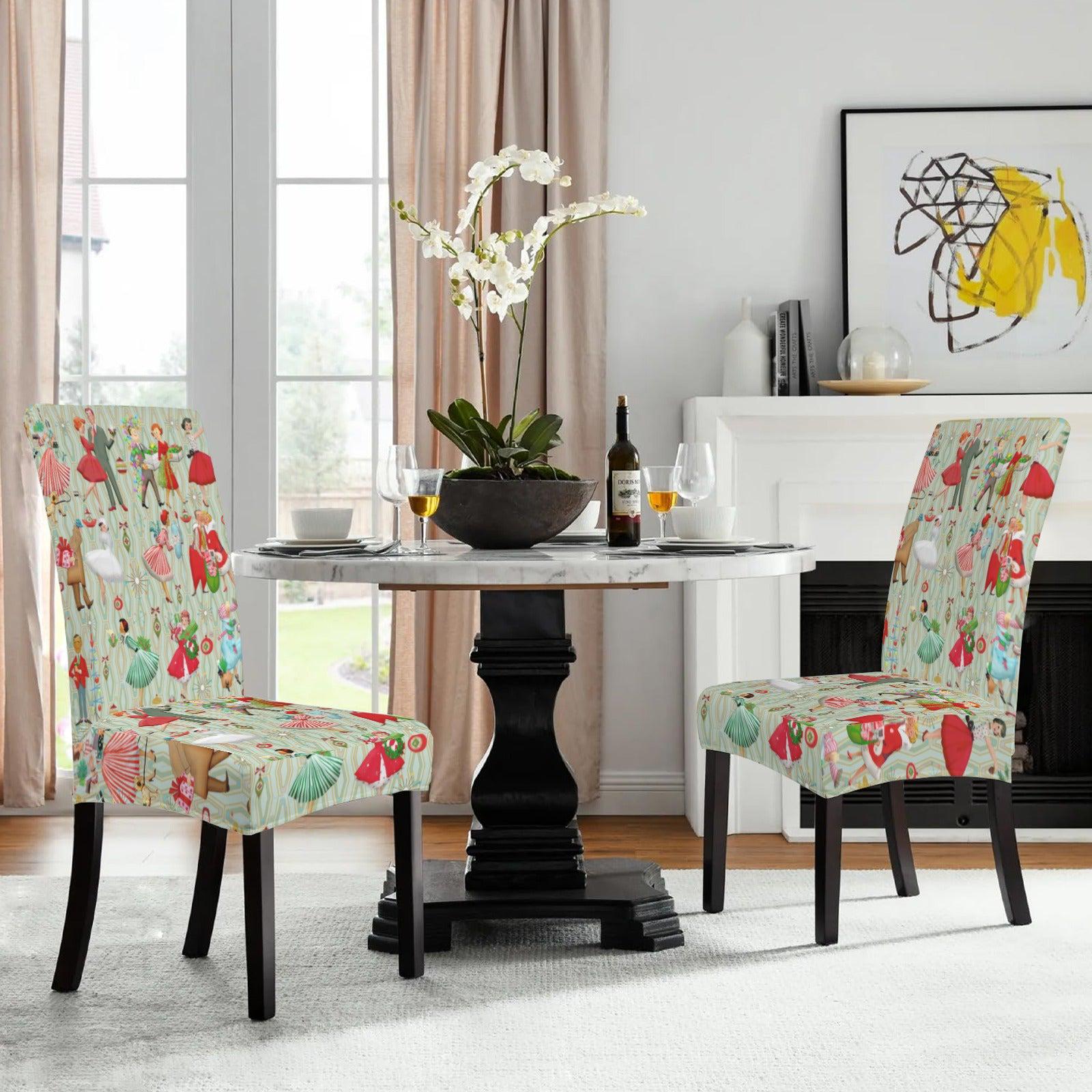 Kitsch Chair Retro 1950s Vintage Kitsch Christmas Sage Green Dining Chair Slipcovers ...