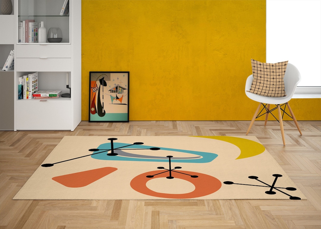 Mid Century Modern Retro Atomic Starburst Area Rugs Etsy