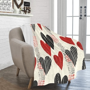 Mid Century Modern Love Herz gemütliche Sherpa-Fleece Decke