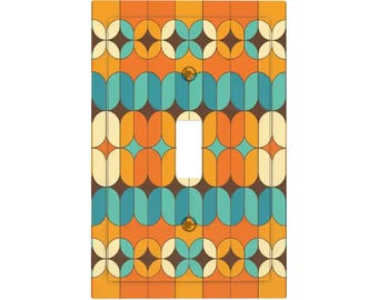 Mid Century Geometric Light Switch Cover, Retro 60s Wall Plate