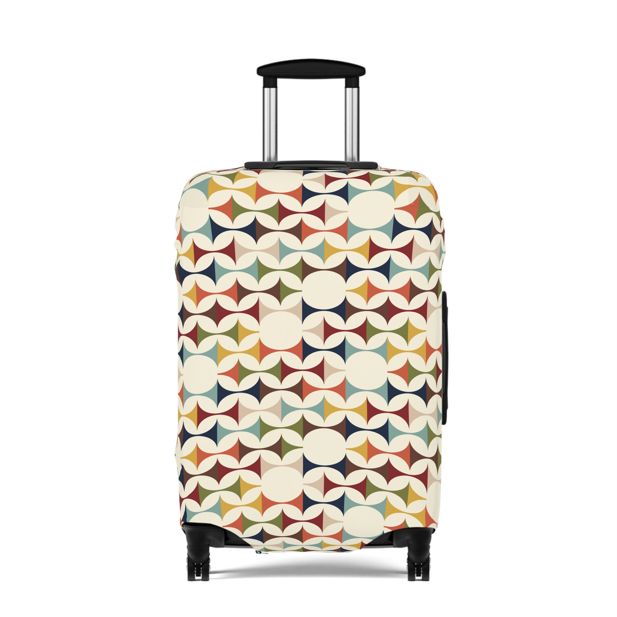 Mid Century Modern Geometric Luggage Cover, Retro Suitcase Skin