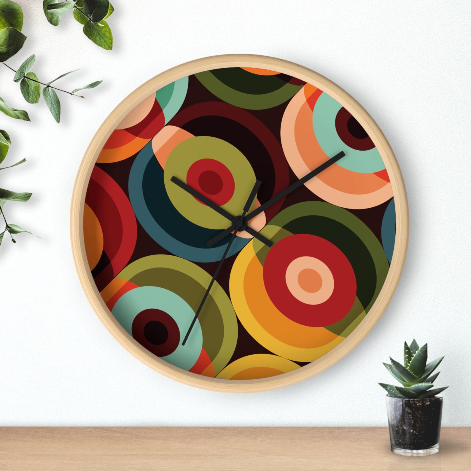 Mid Century Modern Orbs Wall Clock, Retro 60s Geometric Atomic Era Home ...