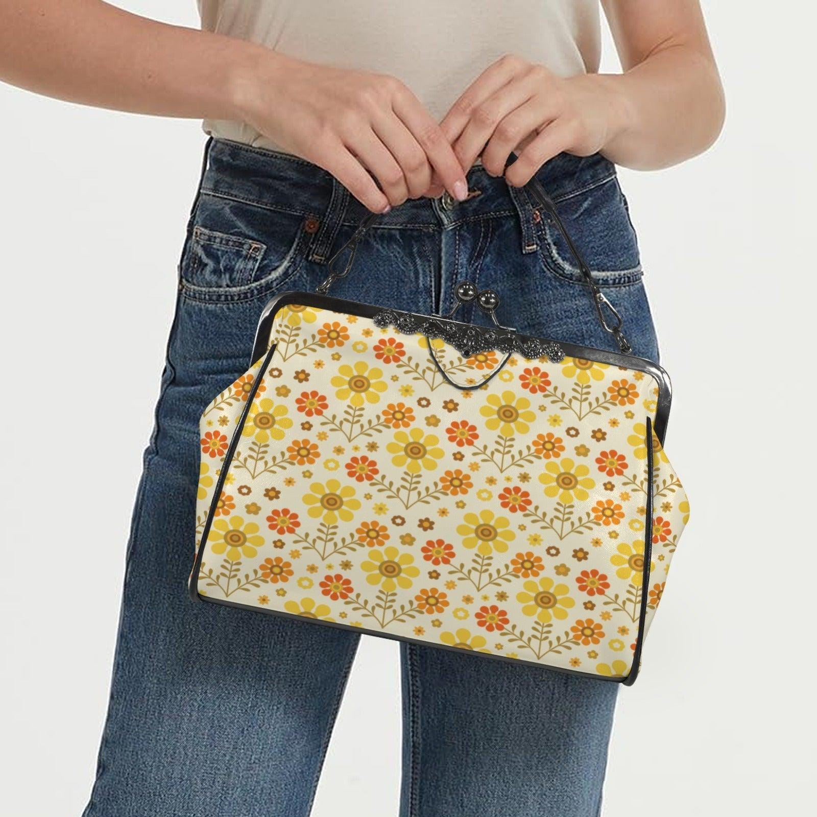 【希少】 Mossman usa製70s Vintage 3pバッグ オール単板 1970s Groovy Hippie Retro Flower Power Kisslock Crossbody Bag - Etsy