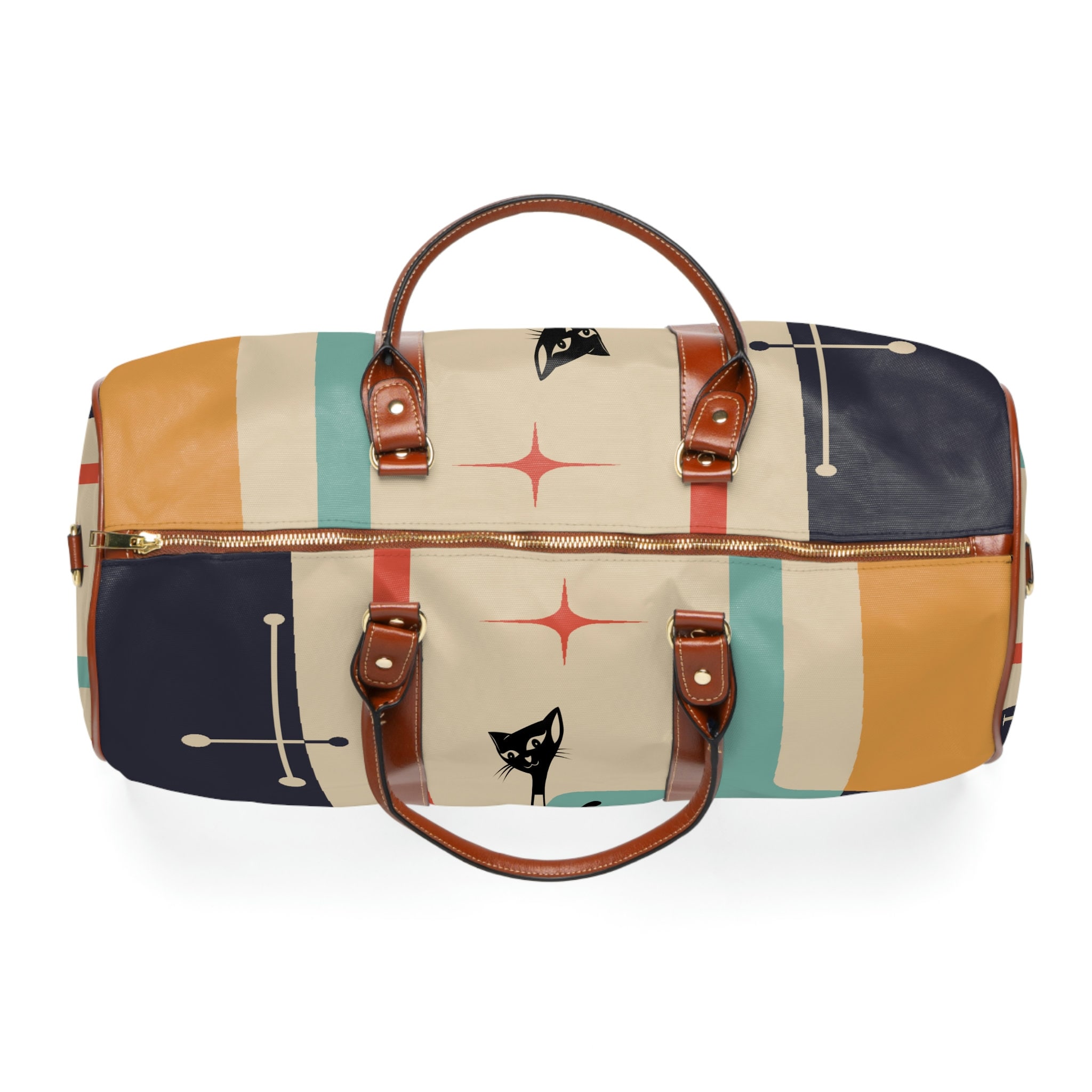 Atomic Cat, Mid Century Modern, Luggage, Travel Bag, Weekender, Retro
