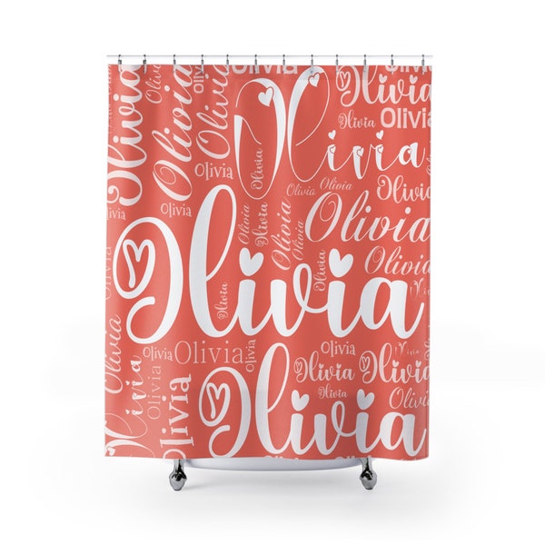 Personalized Name Shower Curtain For Kids and Adults, Customizable Bath Curtain, Name Standard Bath Decor, Gift for Her, Gift for Him