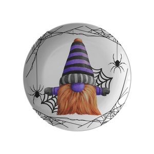 Halloween Gnome Plate, Custom Halloween Decor, Trick or Treat Plates, Gnome Party Plate, Halloween Fall Party Decor, Fun Halloween Kids Gift