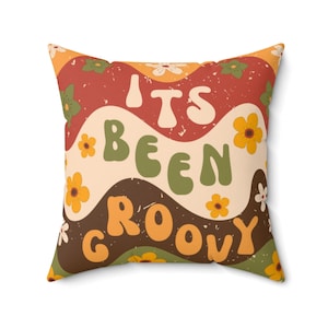 Pillow Cover in Mid Century Modern 70s Groovy Hippie Print, Custom Design Retro PillowCase, Its Been Groovy Cushion Cover, Floral Home Decor