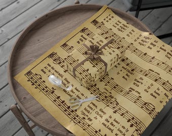 Vintage Christmas Carol Stilla Natt Noter Presentpapper