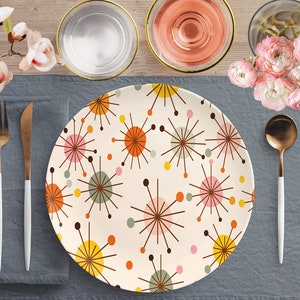 Retro Vintage Style Franciscan Starburst, Mid Century Modern Kitchenware, Peach Geometric Design, Burnt Orange, Collectible Tableware
