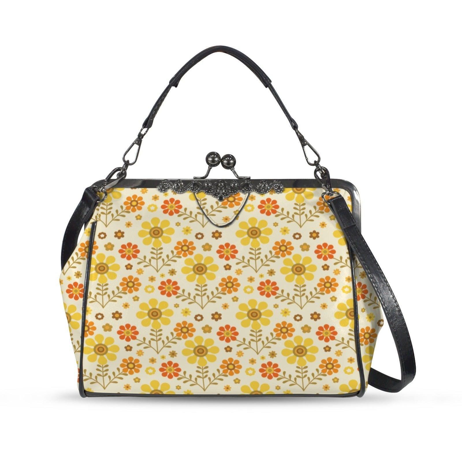 【希少】 Mossman usa製70s Vintage 3pバッグ オール単板 1970s Groovy Hippie Retro Flower Power Kisslock Crossbody Bag - Etsy