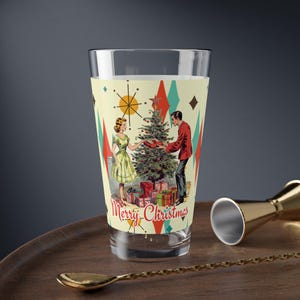 Retro Franciscan Diamond Starburst Vintage 50s Kitsch Cartão de Natal Arte Copo de cerveja, MCM Coqueteleira, Artigos de bar para festa de fim de ano