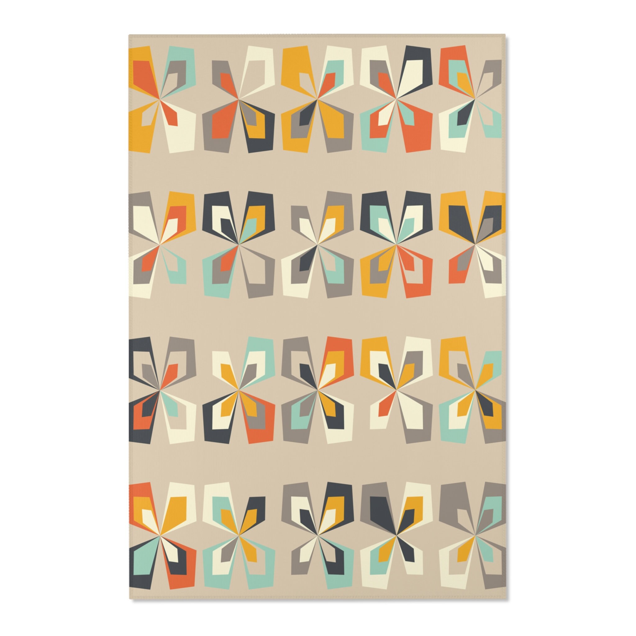 Retro 60s 70s Mid Century Modern Geometric Area Rug, Abstract Vintage ...