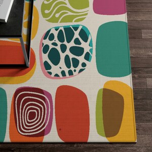 1950s Mid Century Modern Amoeba Area Rug, Retro Geometric Abstract ...