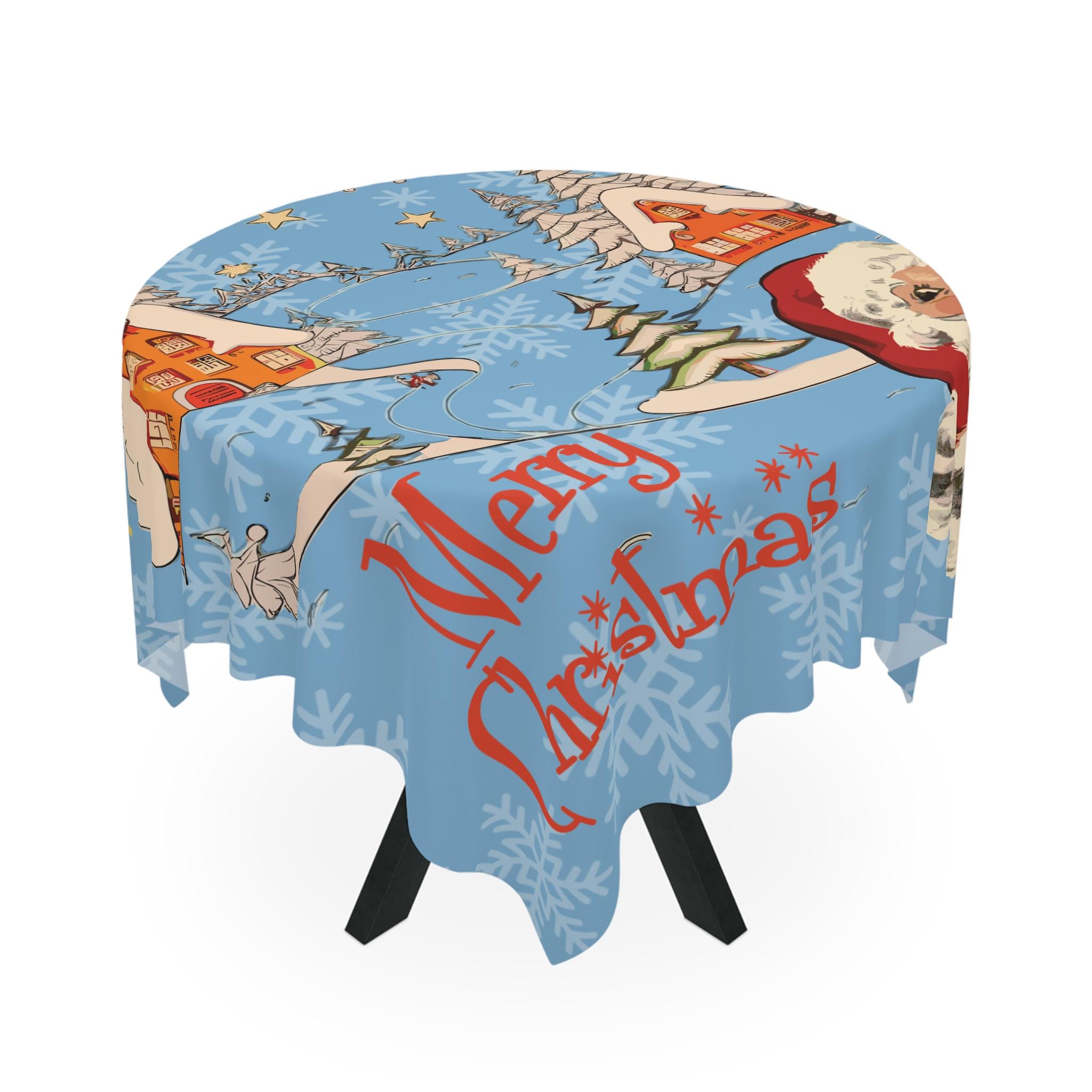 ヴィンテージサンタクロース北欧クリスマスシーンテーブルクロス