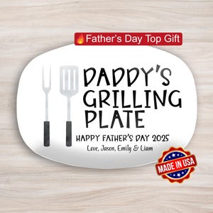 Daddy&#39;s Grilling Plate, Personalized Father&#39;s Day Gift, Custom BBQ Platter, Dad, Grandpa Gift for Him, Birthday, Christmas Serving Tray
