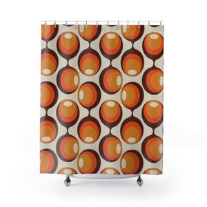 Groovy Orbs Shower Curtain, Retro 70s Hippie Style, Mid Century Bathroom Decor - KM13679723 image 4