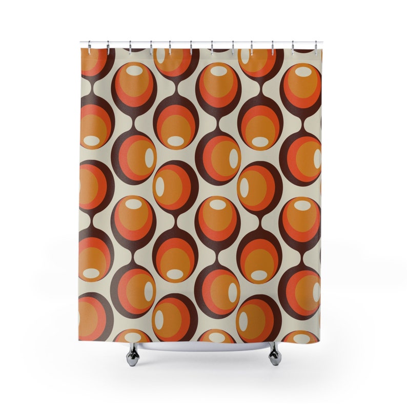 Groovy Orbs Shower Curtain, Retro 70s Hippie Style, Mid Century Bathroom Decor - KM13679723 image 4