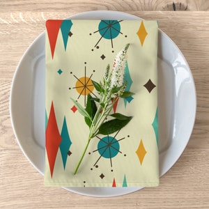 Franciscan Diamond Starburst Cloth Napkins, Set of 4, Mid Century Modern Retro Atomic Table Linens, MCM Dining Decor image 7