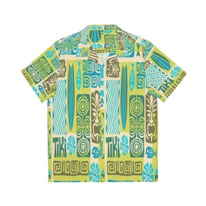 Retro Tiki Mid Century Modern Men's Hawaiian Shirt, Aloha Vacation, Cruise, Summer Holiday Shirt