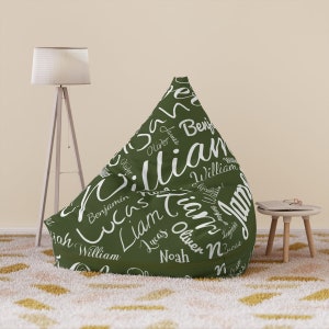 Personalized Name Bean Bag Chair Cover For Kids and Adults, 20 Color Options to Choose From, Customizable Gift for Her, Gift for Him image 4