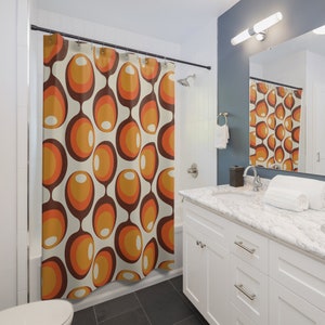 Groovy Orbs Shower Curtain, Retro 70s Hippie Style, Mid Century Bathroom Decor - KM13679723 90 Inches