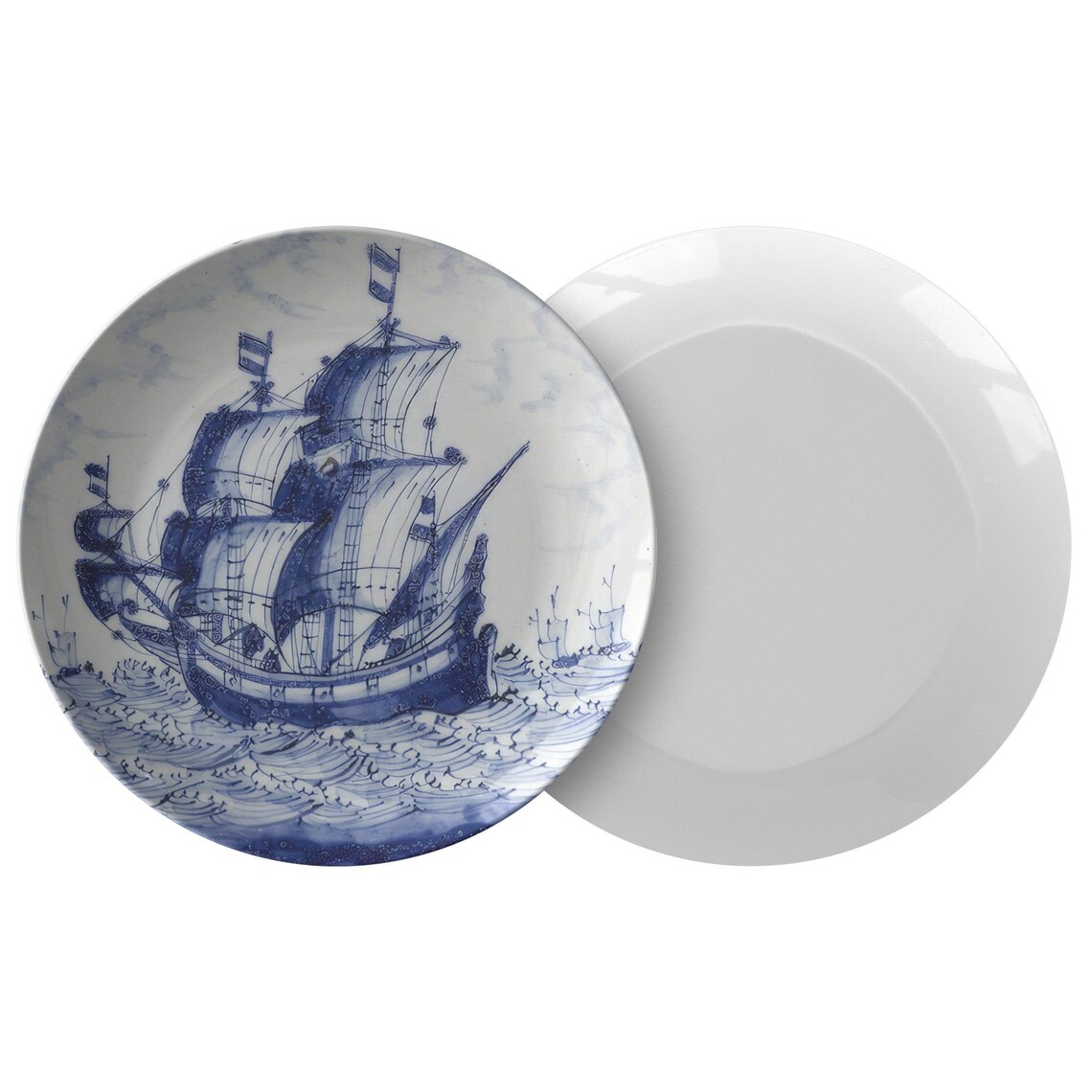 Dutch Tableware Dutch Delft Blue Whaling Ship Dinner Plates, Nautical Dinnerware ...