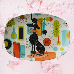 Retro Poodle Mid Century Modern Platter, 50s Kitsch Serving Dish