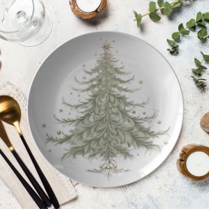 Whimsical Christmas Tree Dinner Plate, Holiday Dinnerware, Party Plates, Xmas Gifts, Stocking Stuffers, Decorative 10 Inch Dishes
