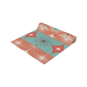 Mid Century Modern Atomic Diamond Starburst Table Runner, Retro Orange ...