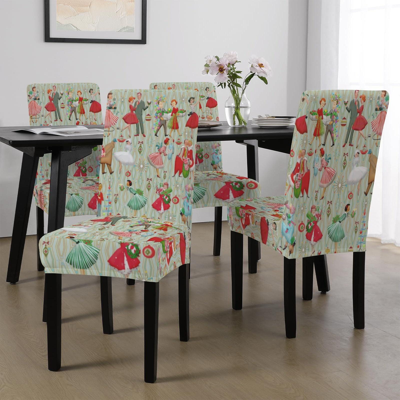 Kitsch Chair Retro 1950s Vintage Kitsch Christmas Sage Green Dining Chair Slipcovers ...