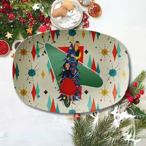 Plat de Noël Starburst Franciscain Moderne Mid-Century rétro kitsch