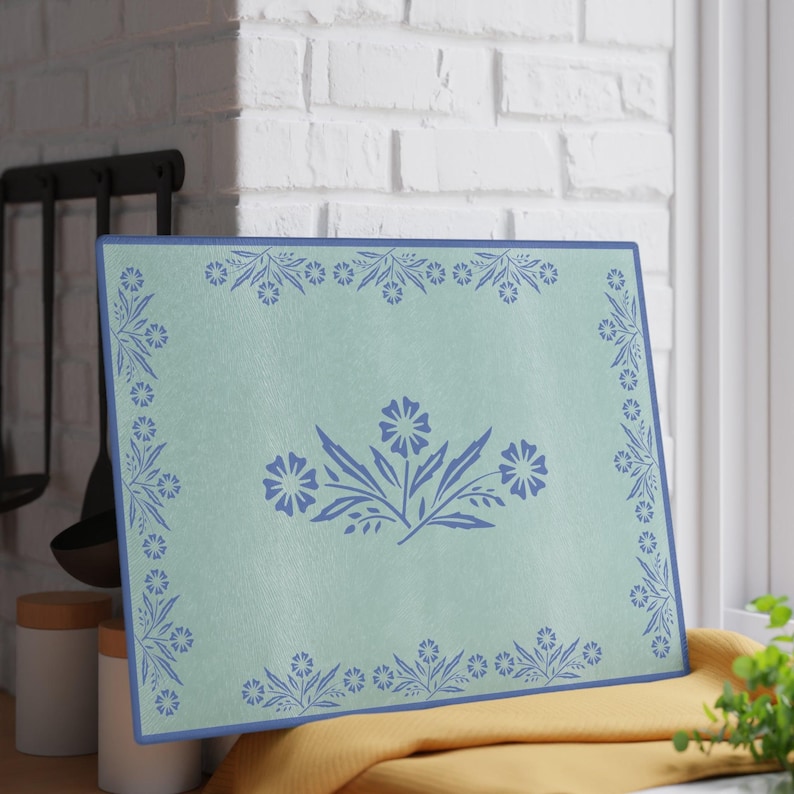 Pyrex Board Corning Ware Blue Cornflower Cutting Board: Mid Century Modern Glass ...