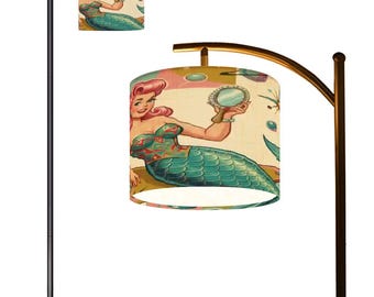 Kitschy 1950s Retro Mermaid Atomic Starburst Arc Floor Lamp
