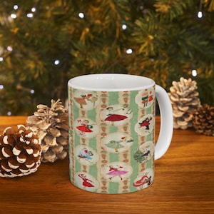 Retro Vintage Kitsch Christmas MCM Mug, 1950s Vintage Holiday Coffee Cup, Mid Century Modern Christmas Gift, Atomic Holiday Drinkware